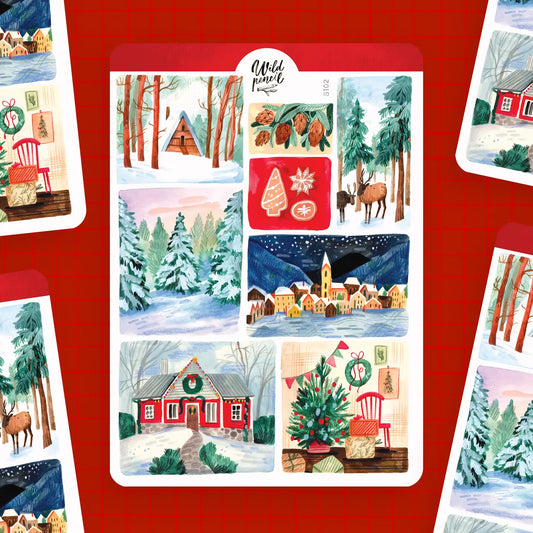 Christmas Landscapes Sticker Sheet