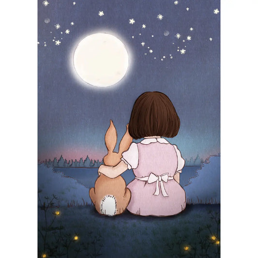 Belle & Boo Postcard "Moon Gazing"