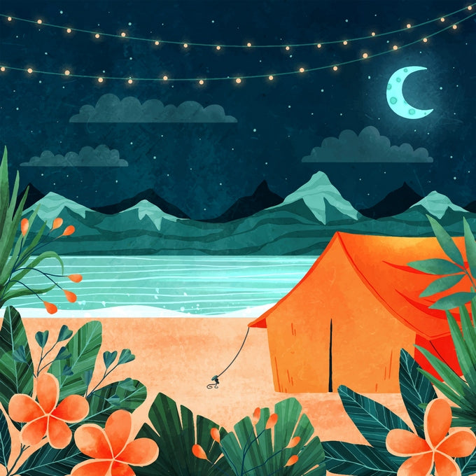 Beach Camping Postcard