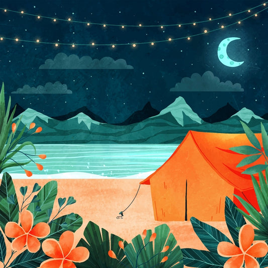 Beach Camping Postcard