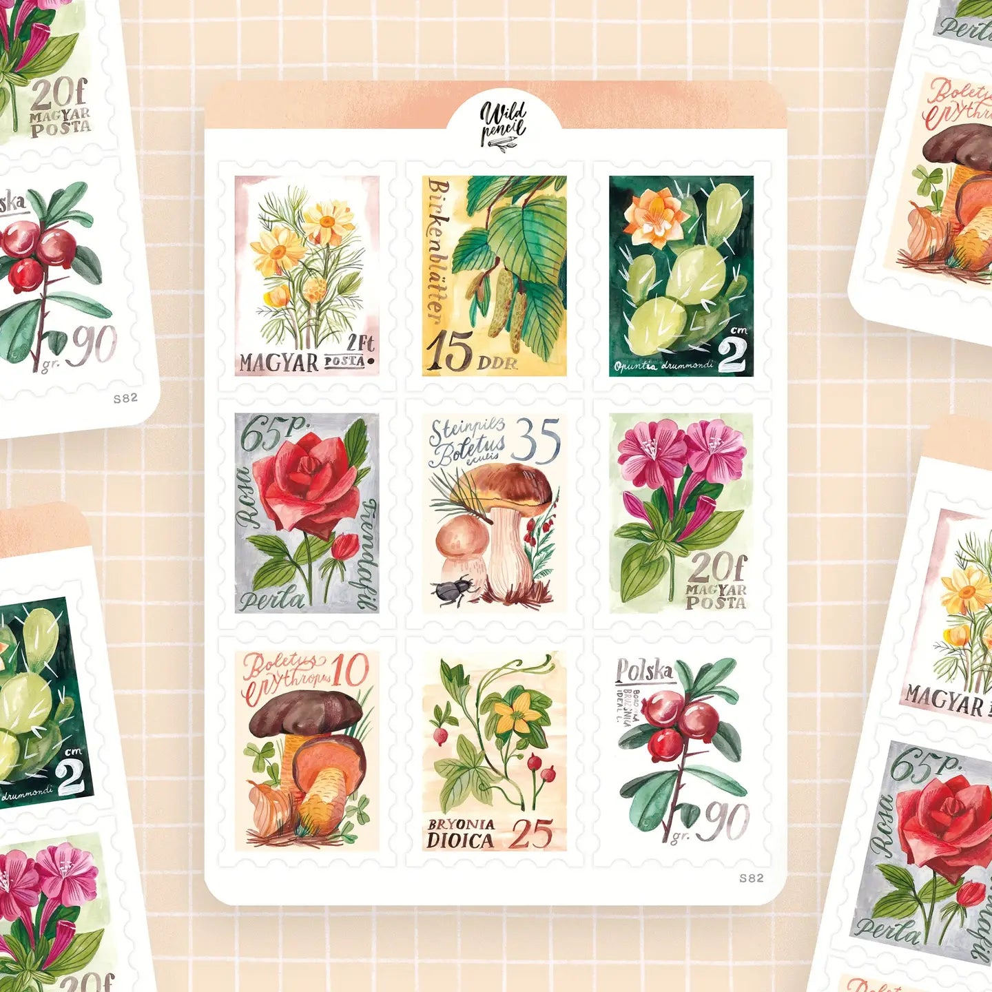 Vintage Stamps Sticker Sheet