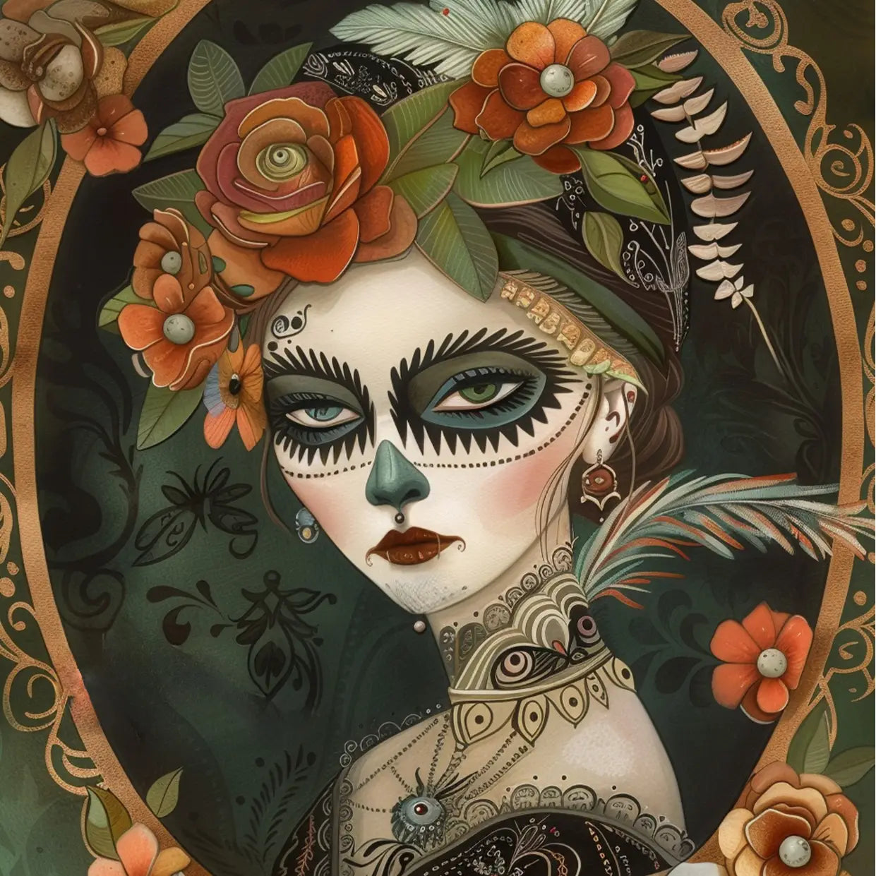 Halloween Characters Masked Woman Postcard