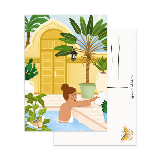 Woman in Swimming Pool Postcard