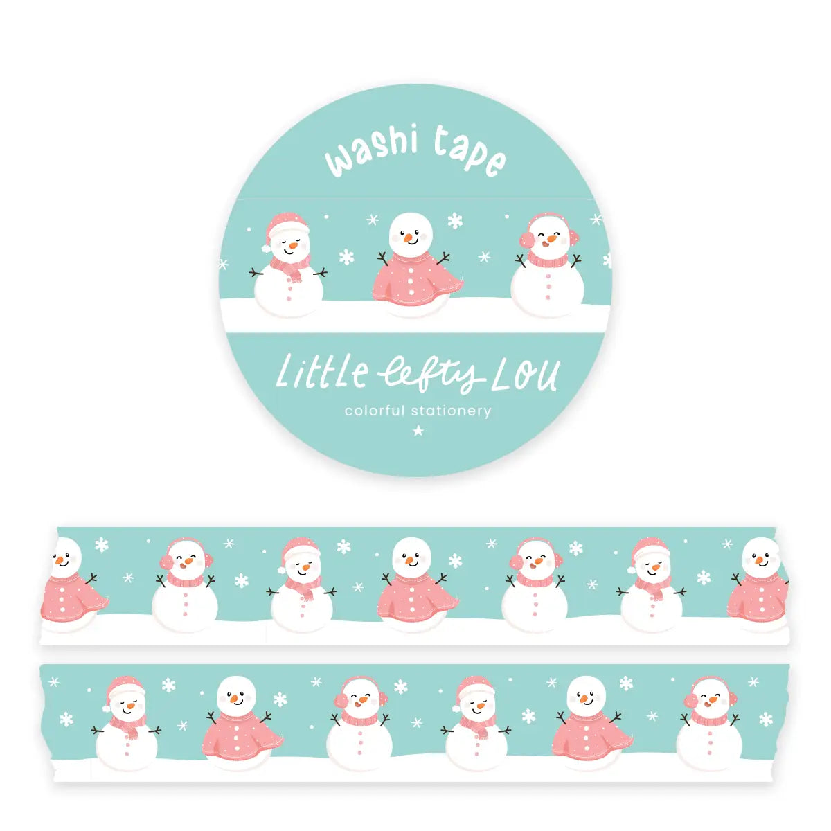 Snowmen in Pink Washi Tape