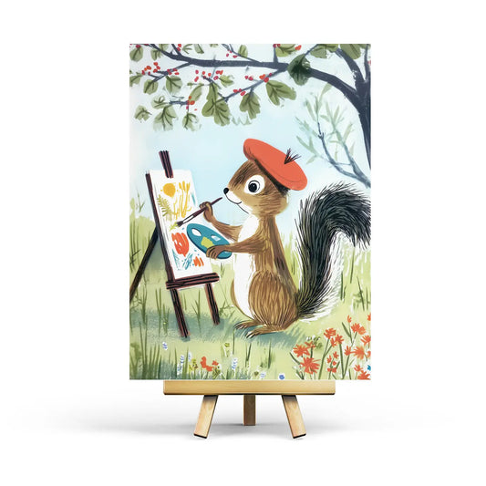 Artist Squirrel Postcard