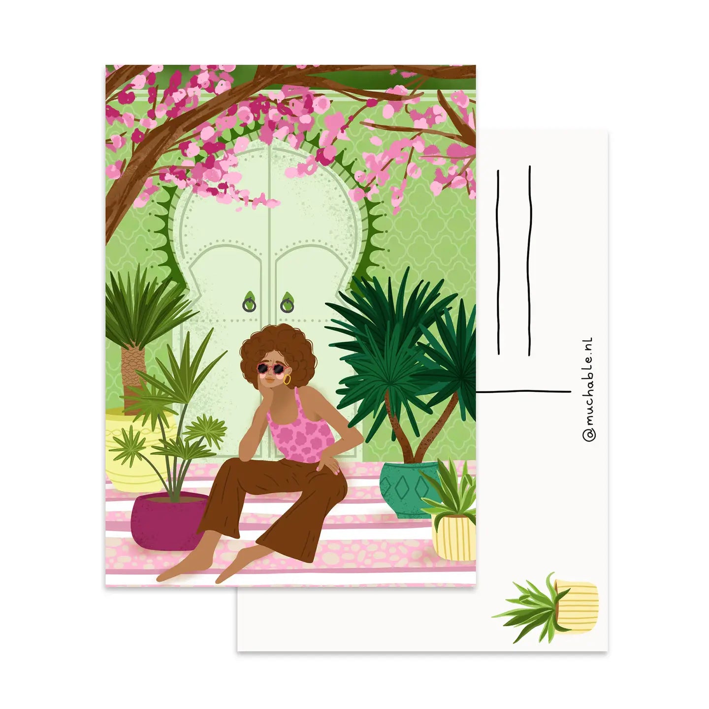 Woman Siting on Steps Postcard