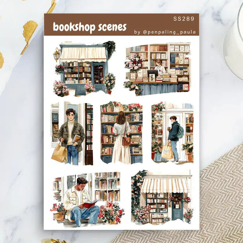 Bookshop Scenes Sticker Sheet