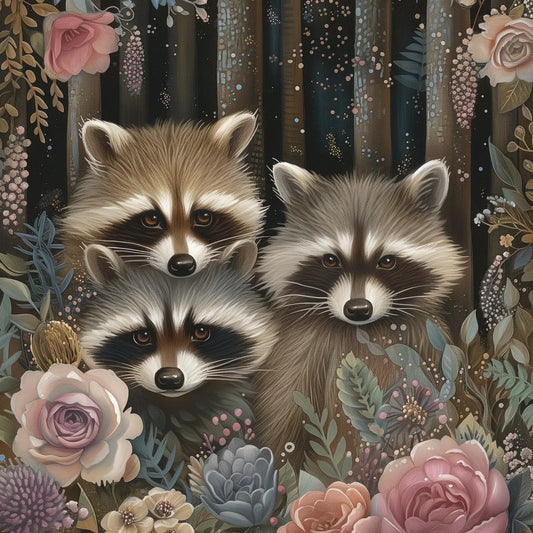 Woodland Spring Animals Raccoon Postcard