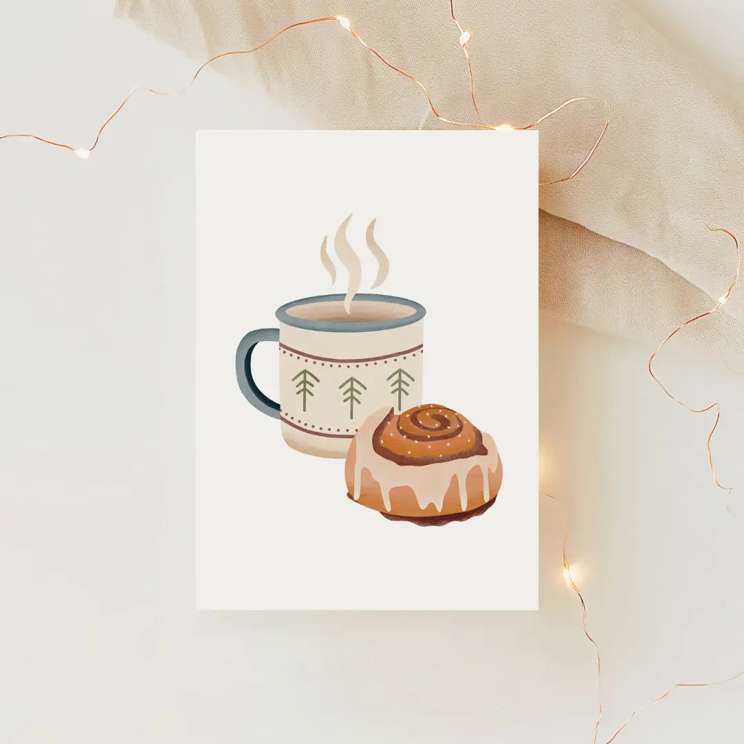 Mug & Cinnamon Roll Postcard