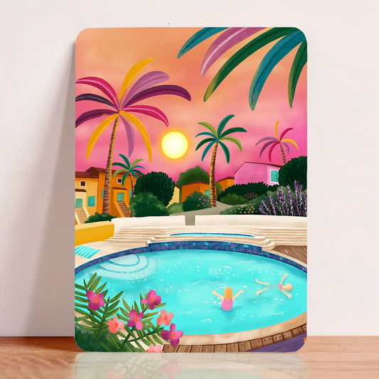 Pool and Palms Postcard