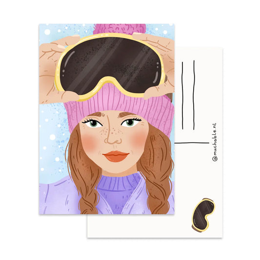 Girl Skiing Postcard