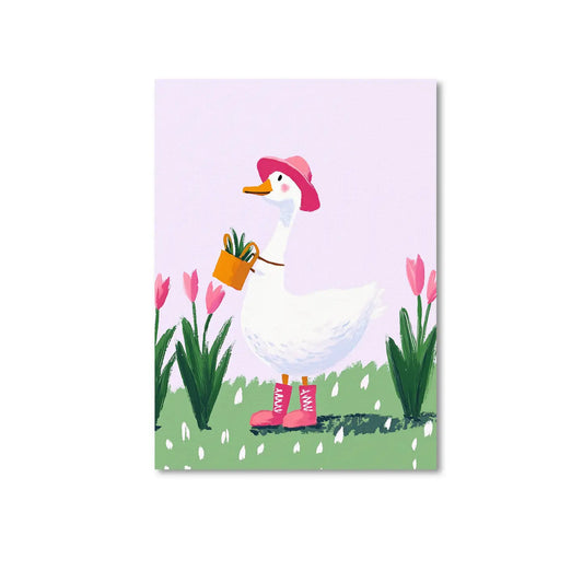 Goose with Flowers Postcard