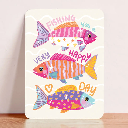 Fishing you a Very Happy Day Postcard