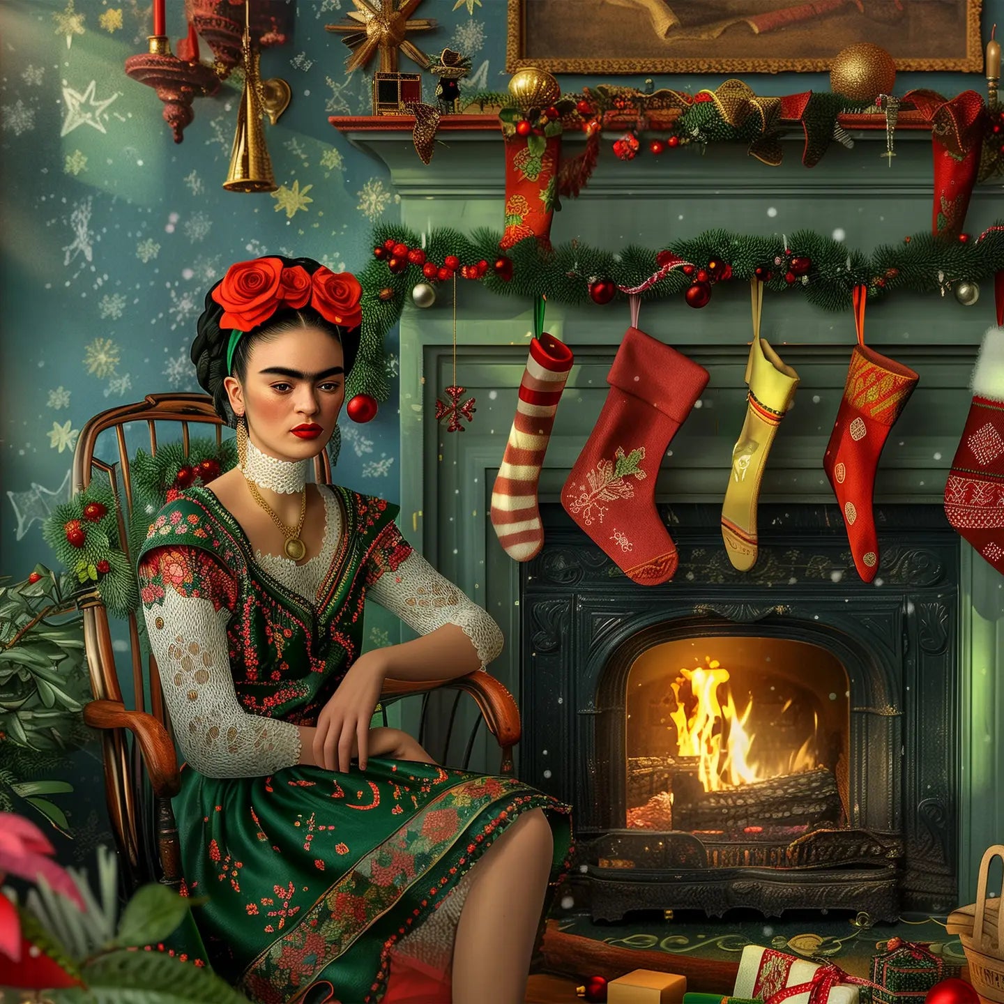 Frida with Fireplace