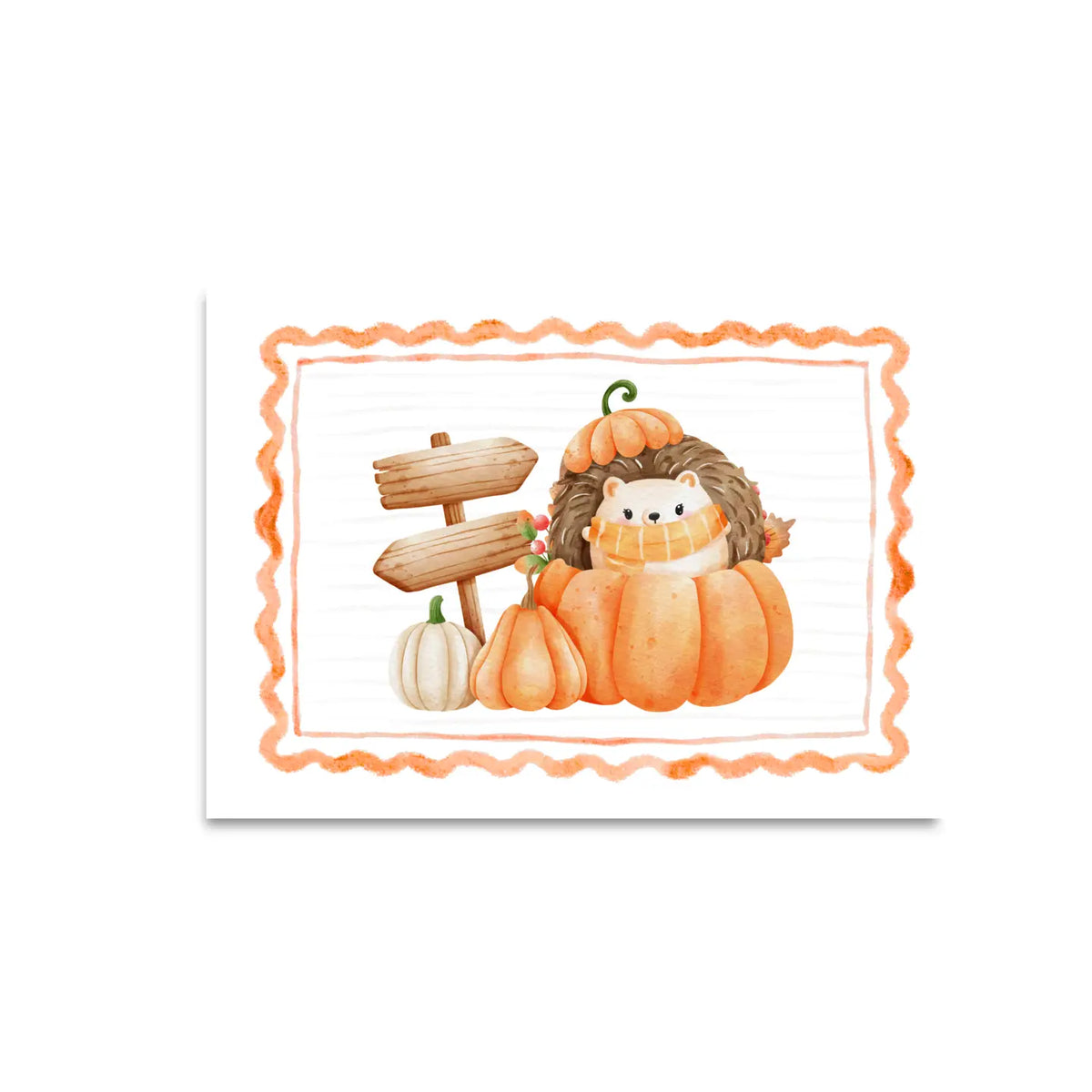 Hedgehog & Pumpkin Postcard