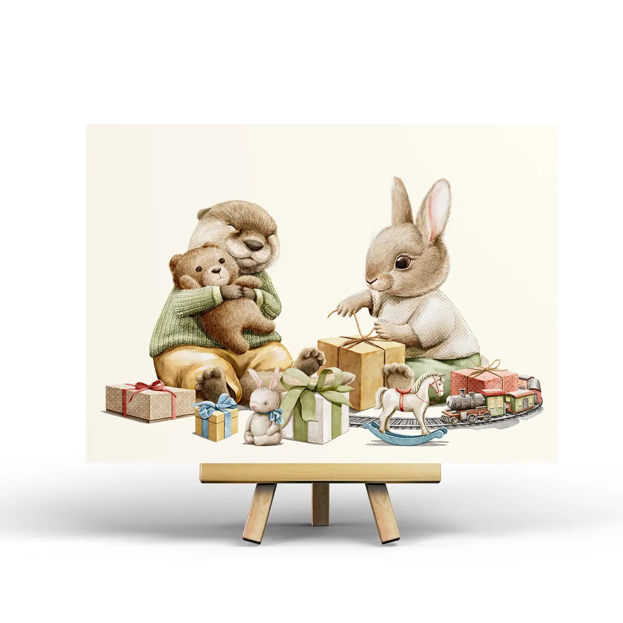 Opening Presents Postcard