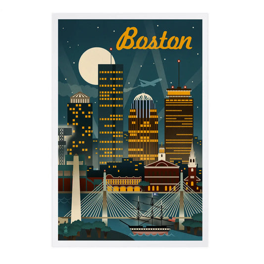 Boston, Massachusetts, Retro Skyline