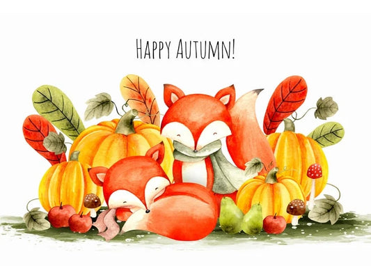 Hello Autumn Foxes Postcard