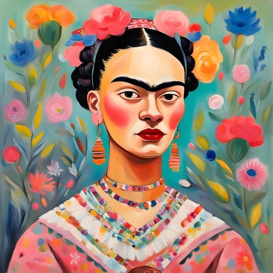 Frida with Pastel Flowers