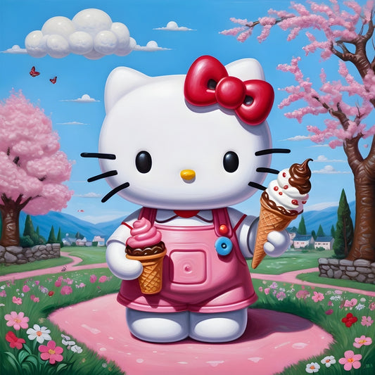 Hello Kitty Enjoys an Ice Cream