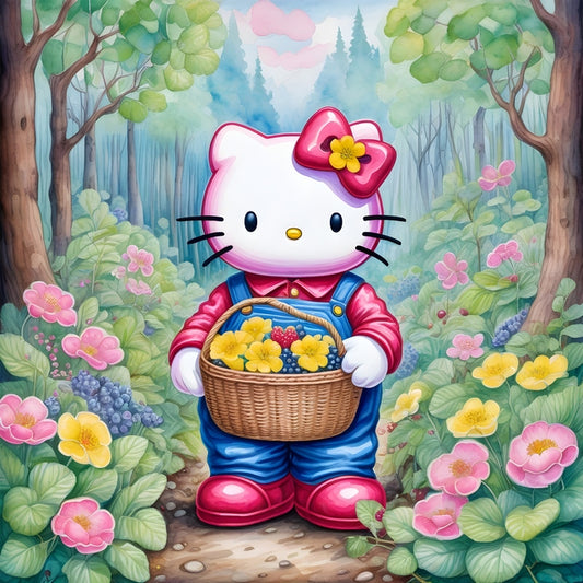 Hello Kitty Picks Flowers