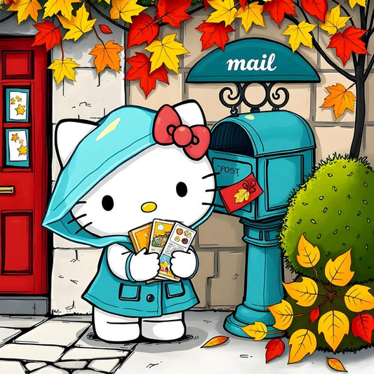 Hello Kitty Mail Drop-Off in the Rain