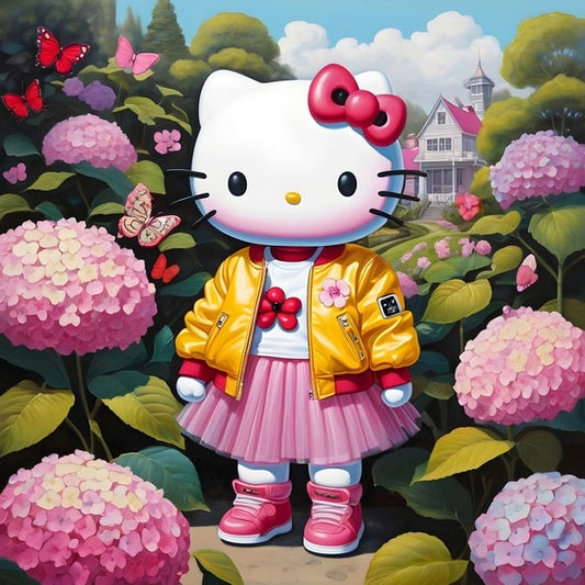 Hello Kitty Smells the Lilacs