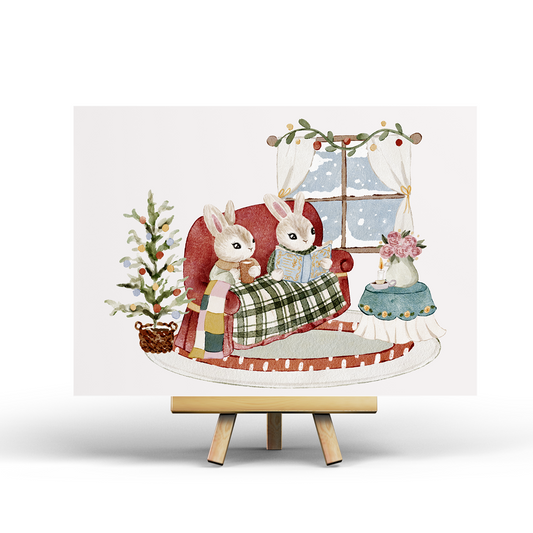 Christmas Bunnies Postcard
