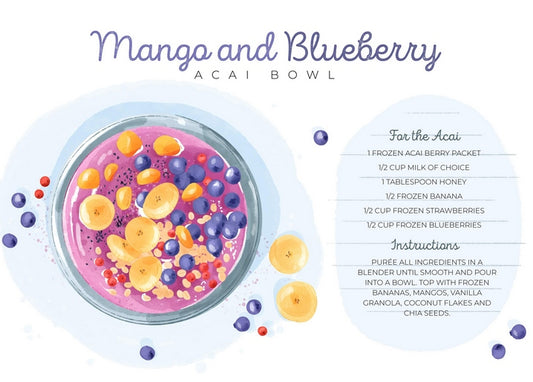 Mango & Blueberry Acai Recipe Postcard