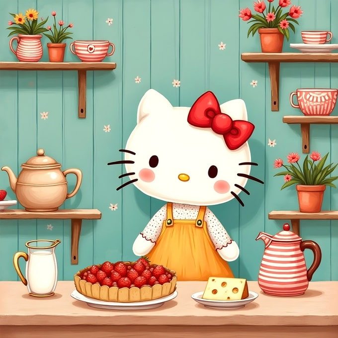 Hello Kitty Enjoys Pie