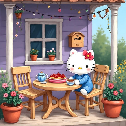 Hello Kitty Enjoys Her Porch