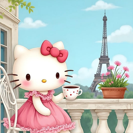 Hello Kitty Enjoys the Eiffel Tower